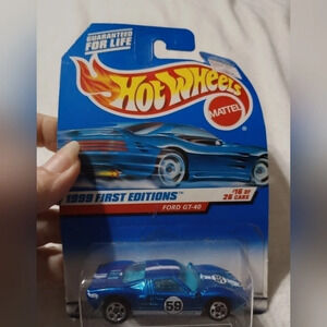 Hot Wheels Mattel Toy Collectible Diecast 1999 First Editions Ford GT-40 Blue 59